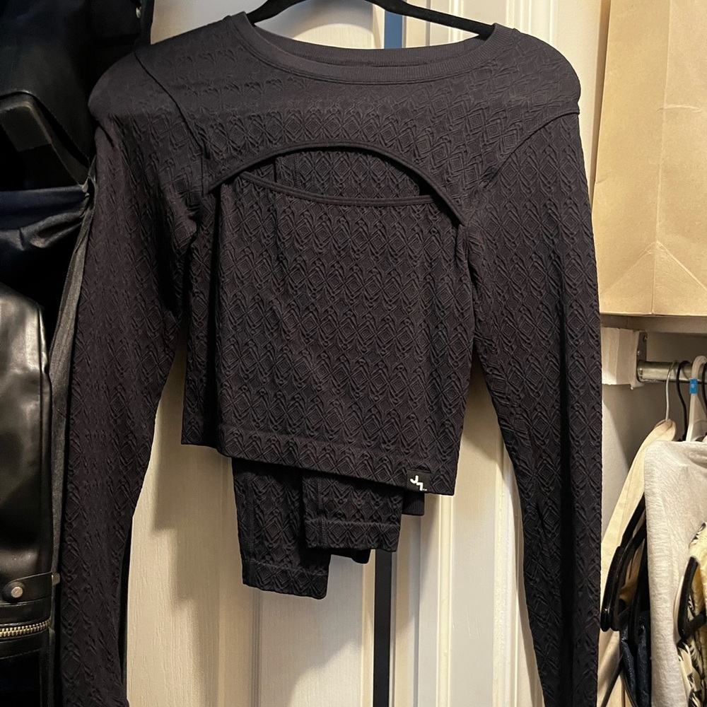 JoyLab Black Textured Leggings and Top Set
